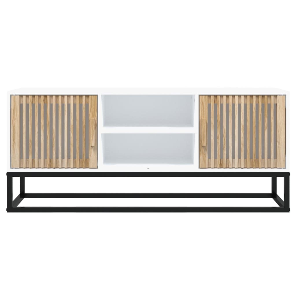 Tv-meubel 105x30x45 cm bewerkt hout en ijzer zwart