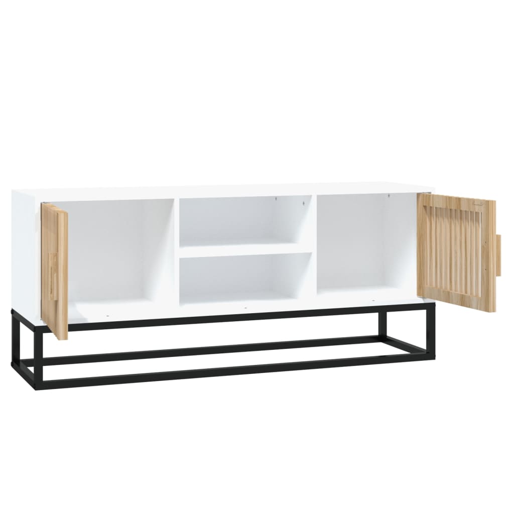 Meuble TV 105x30x45 cm finition bois et fer noir