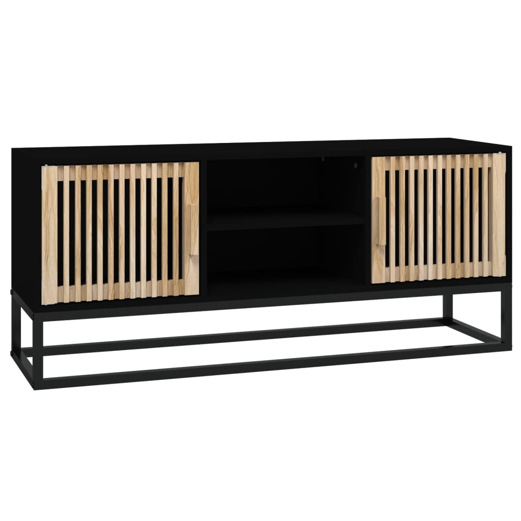 Meuble TV 105x30x45 cm finition bois et fer noir