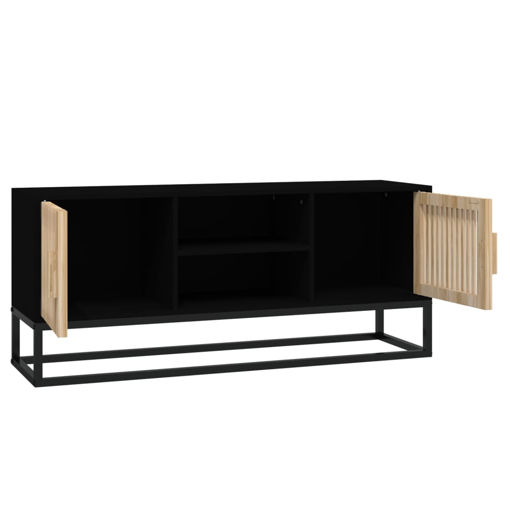 Meuble TV 105x30x45 cm finition bois et fer noir