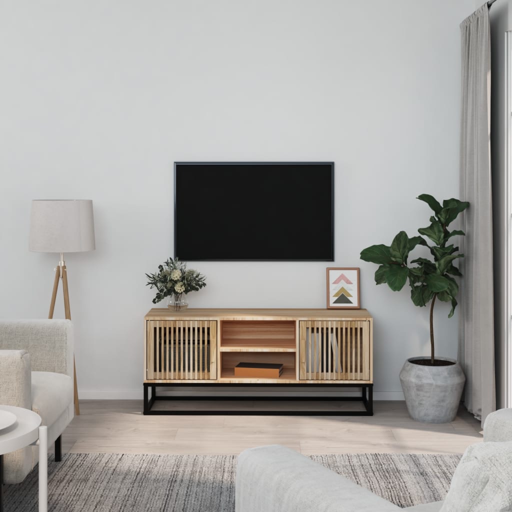 Meuble TV 105x30x45 cm en bois travaillé