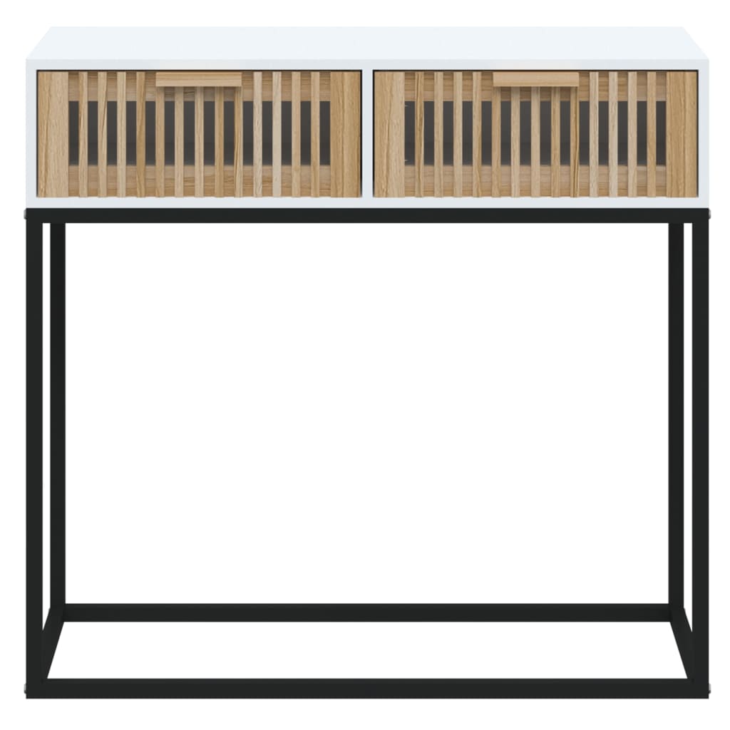 Table murale 80x30x75 cm en bois ouvré et fer blanc