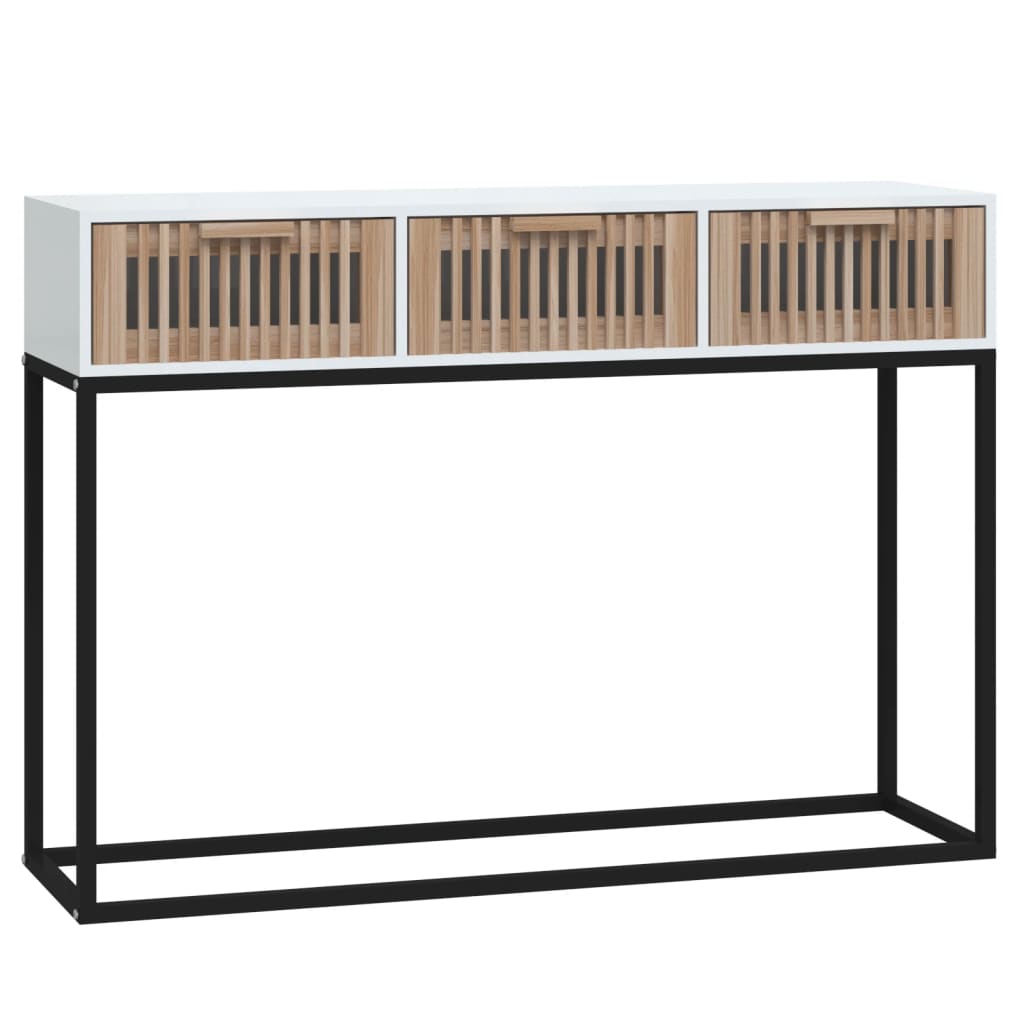 Table murale 105x30x75 cm bois ouvragé et fer blanc