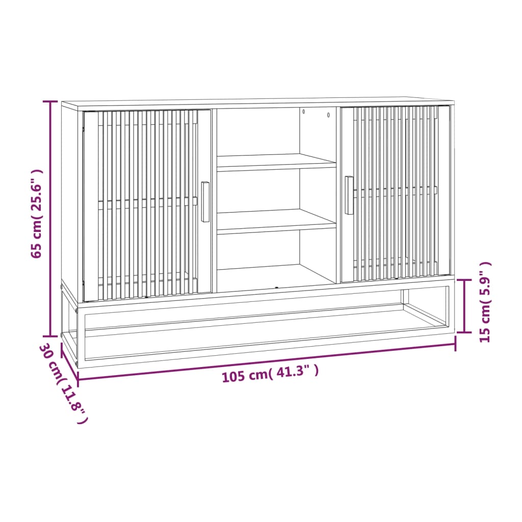 Dressoir 105x30x65 cm bewerkt hout