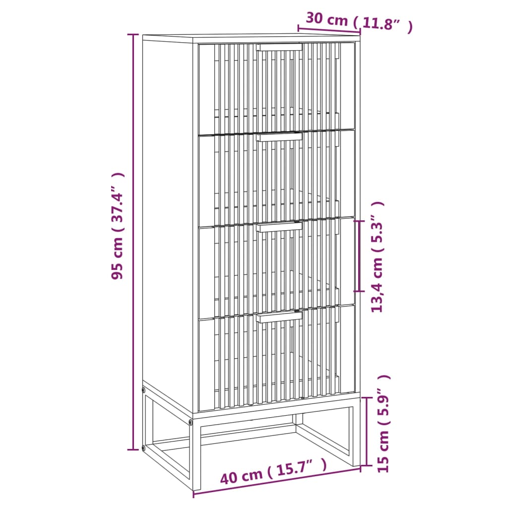 Hoge kast 40x30x95 cm bewerkt hout