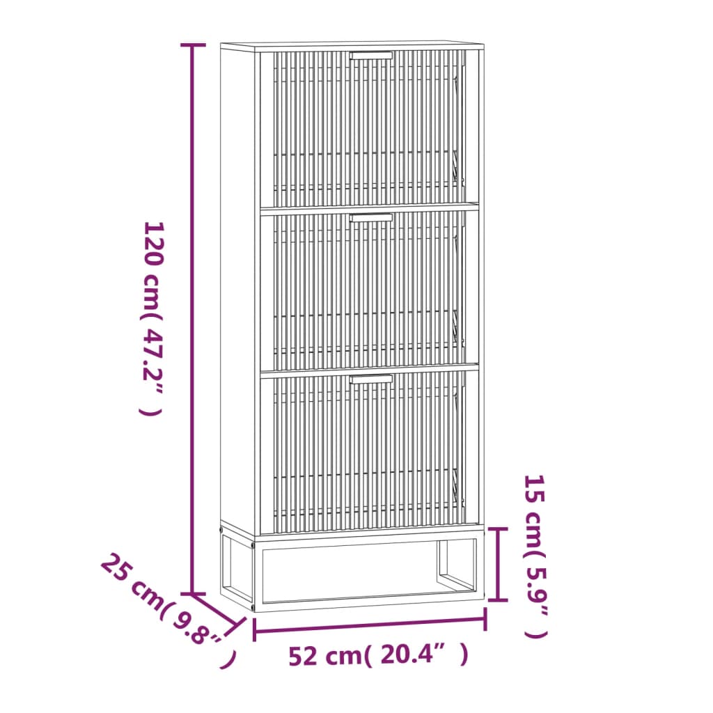 Schoenenkast 52x25x120 cm bewerkt hout