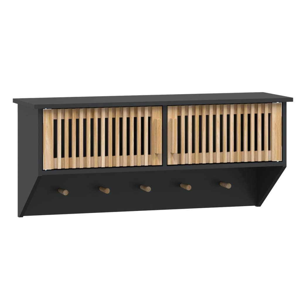 Wandkast met haken 80x24x35,5 cm bewerkt hout