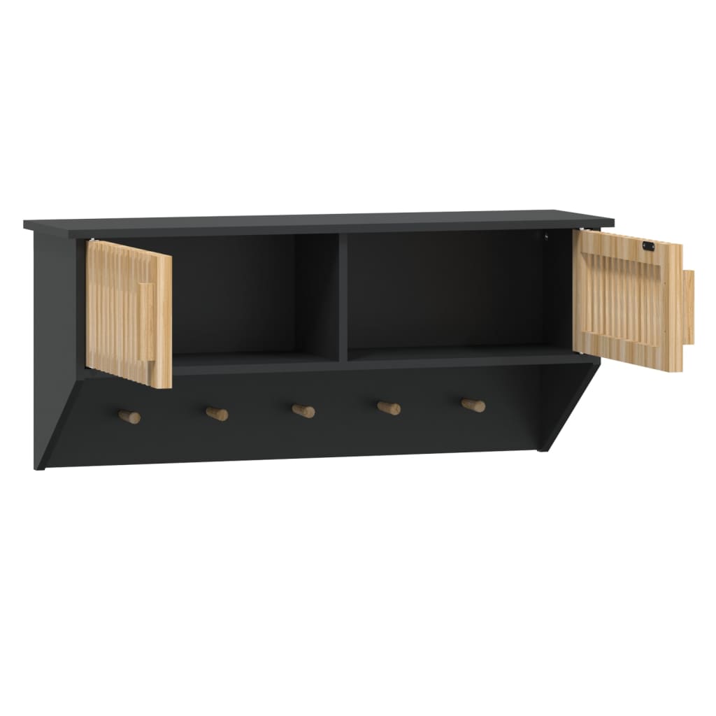 Wandkast met haken 80x24x35,5 cm bewerkt hout