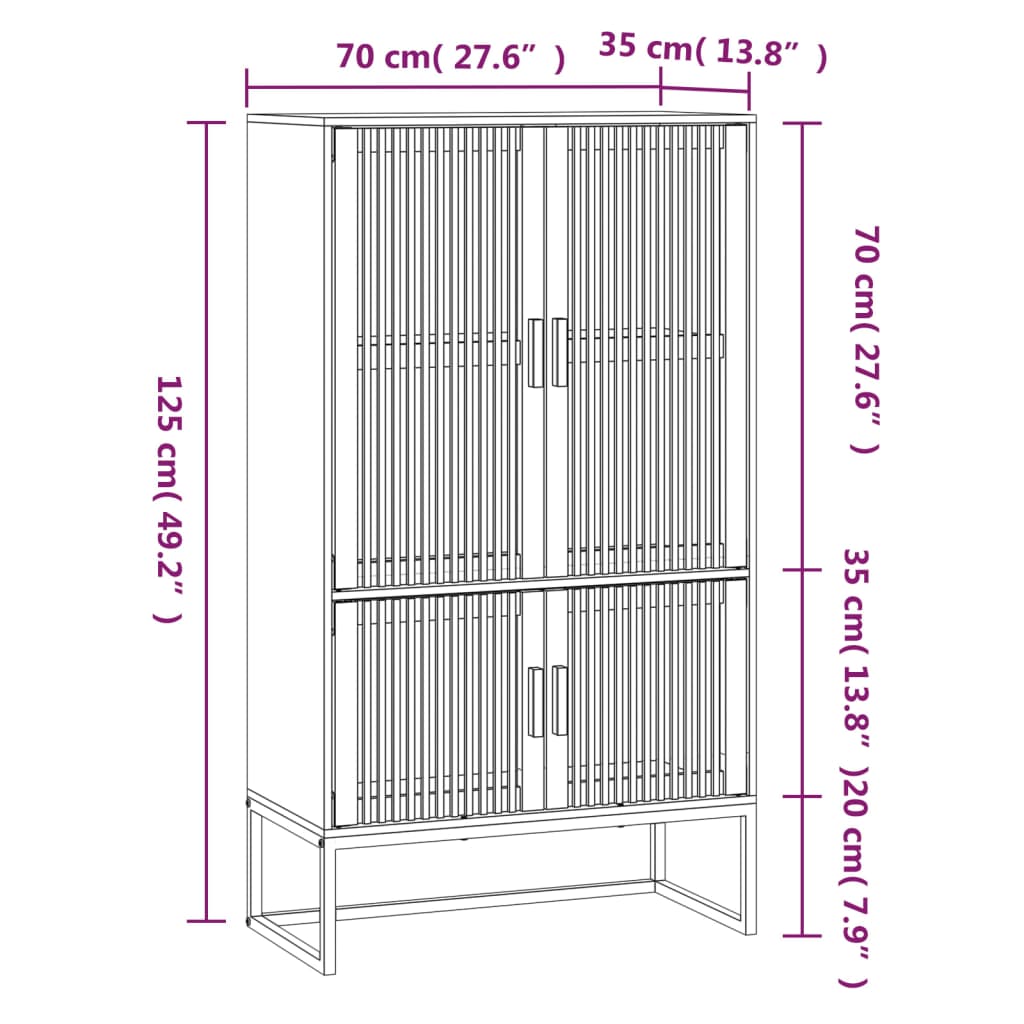 Armoire haute 70x35x125 cm en bois travaillé