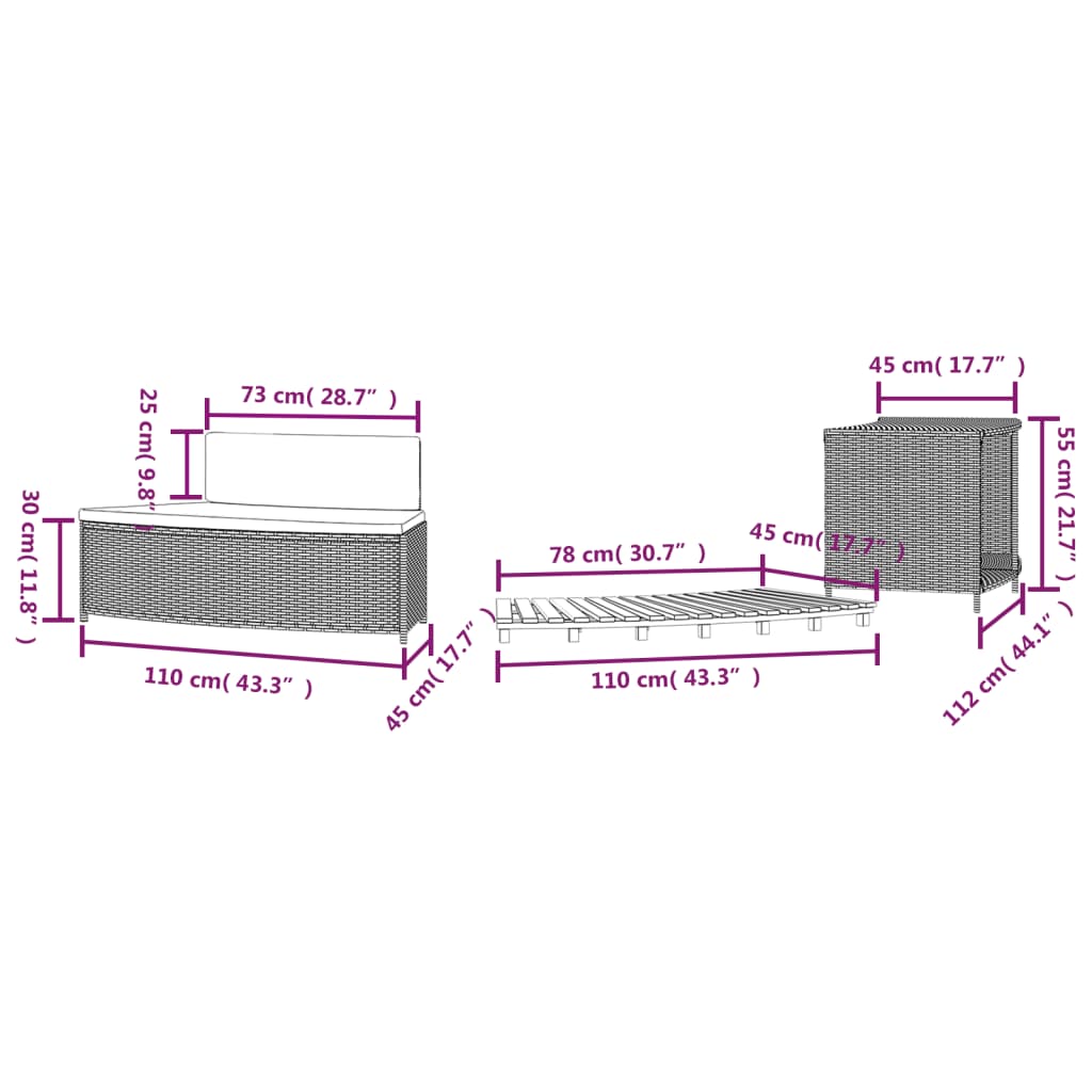 Etagères de rangement 2 pcs poly rotin