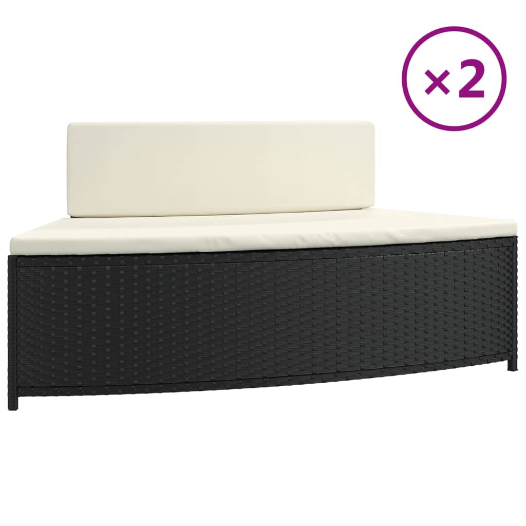 Opbergschappen 2 st poly rattan