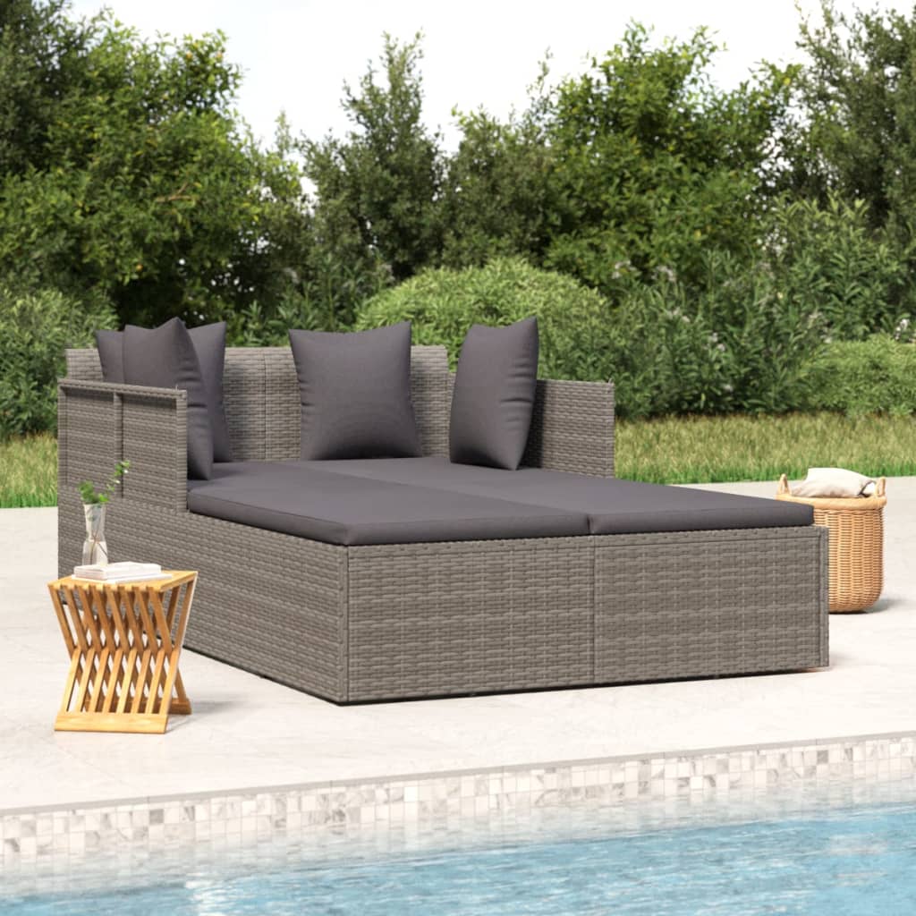 Ligbed met kussens 182x118x63 cm poly rattan