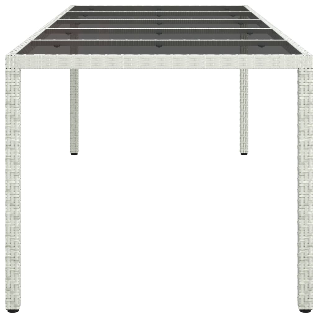 Table de jardin 250x100x75 cm verre trempé et poly rotin