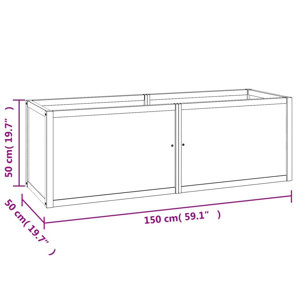 Plantenbak verhoogd 150x30x25 cm massief teakhout