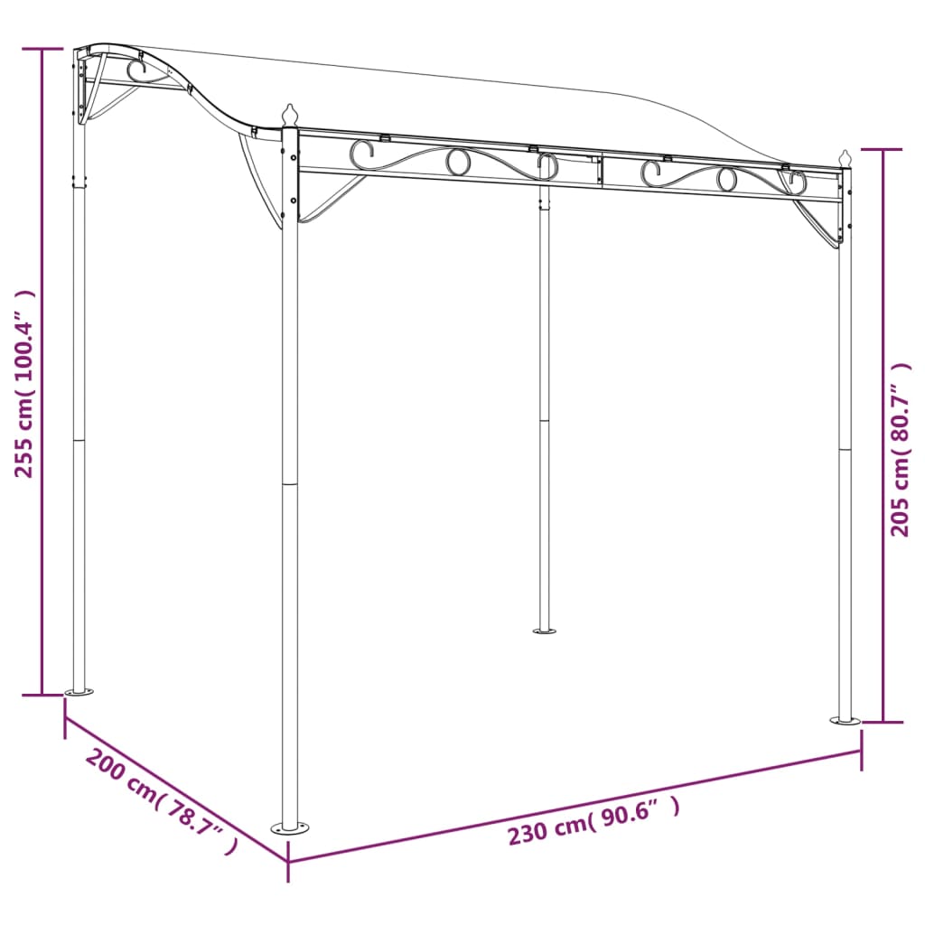 Luifel 2x2,3 m 180 g/m² stof en staal crèmekleurig