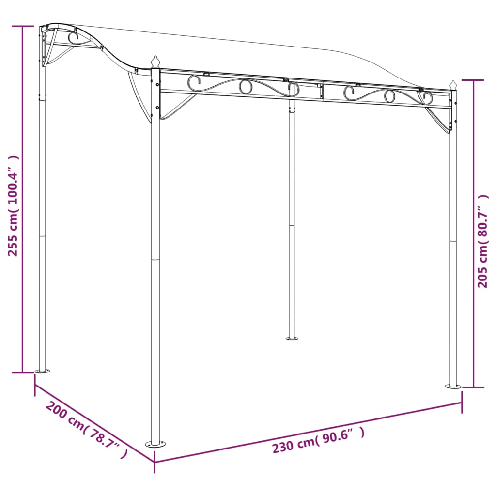 Luifel 2x2,3 m 180 g/m² stof en staal crèmekleurig