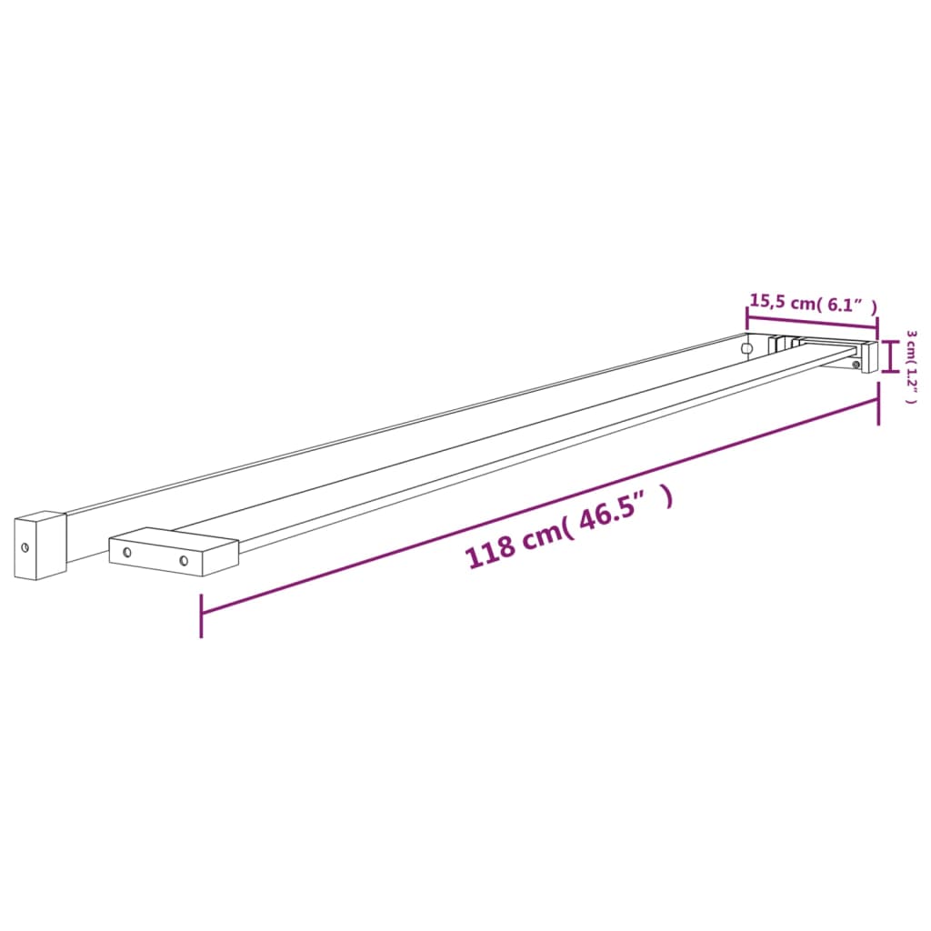 Wandschap voor inloopdouchewand 90 cm aluminium chroomkleurig