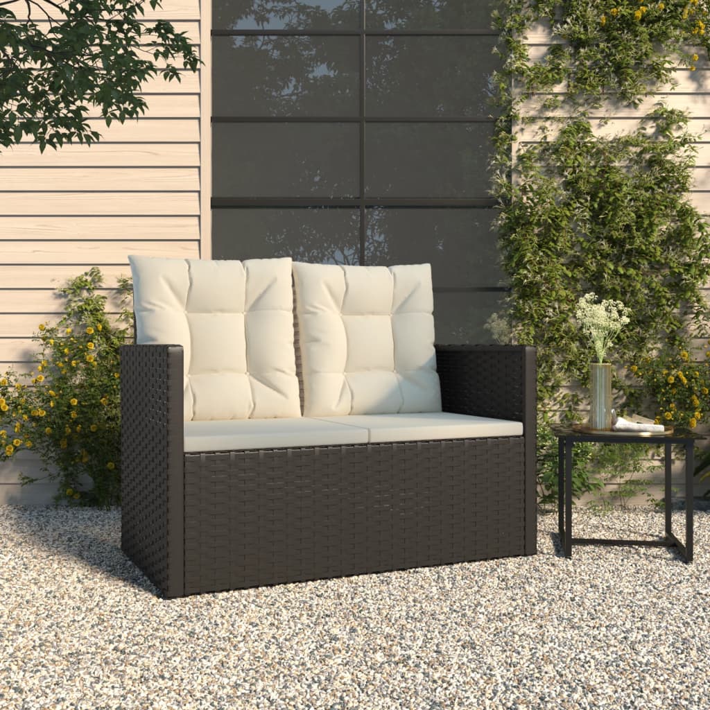 Tuinbank met kussens 105 cm poly rattan