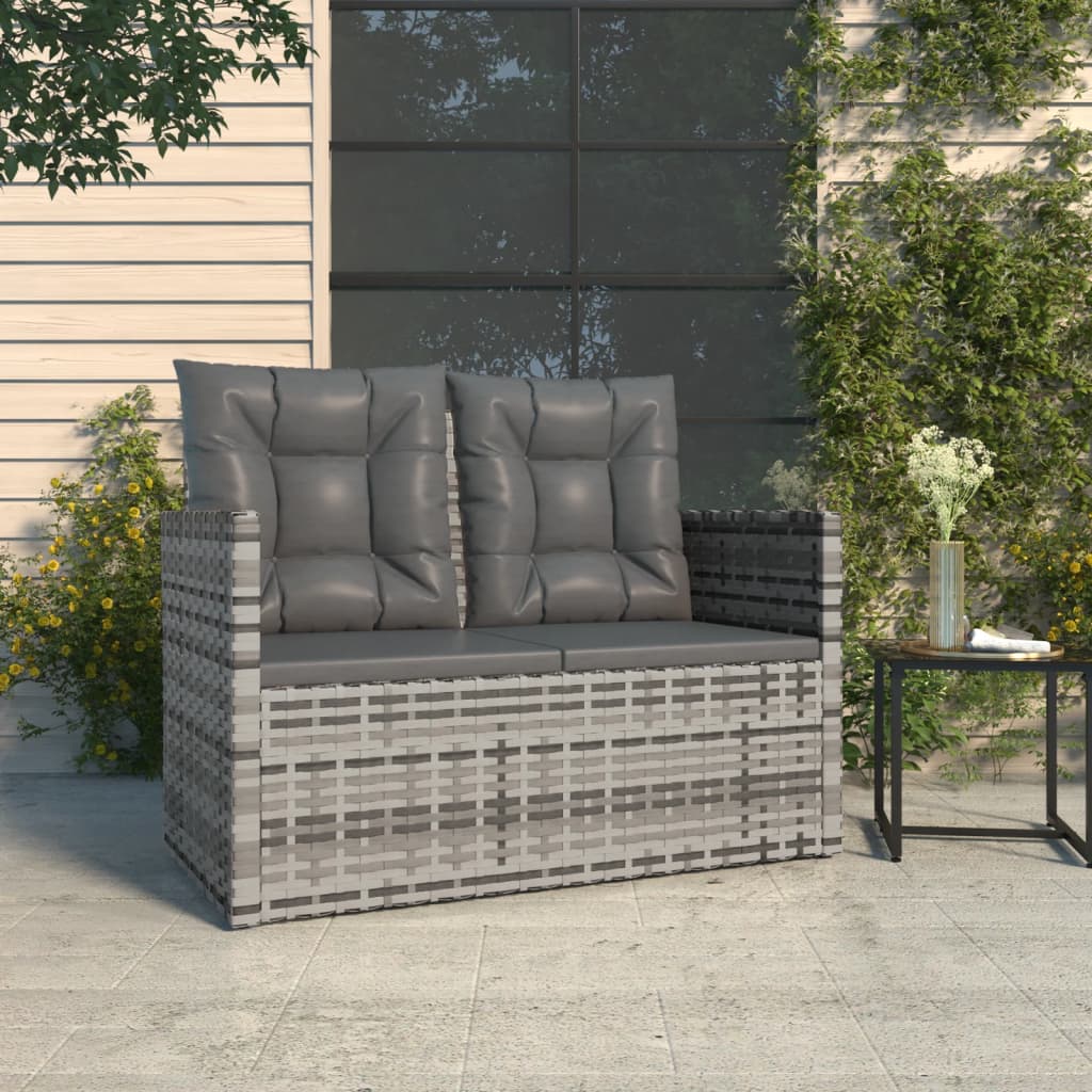 Tuinbank met kussens 105 cm poly rattan