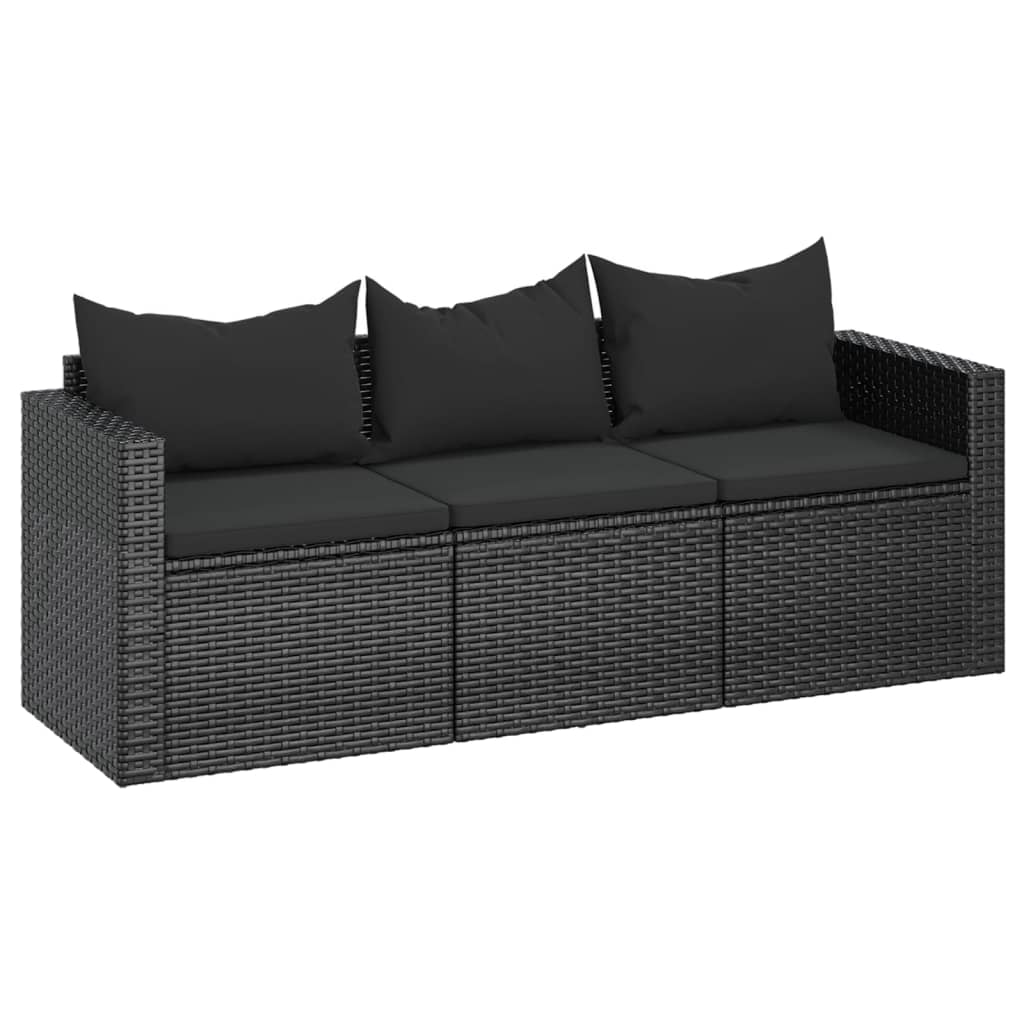 Tuinbank 3-zits met kussens poly rattan