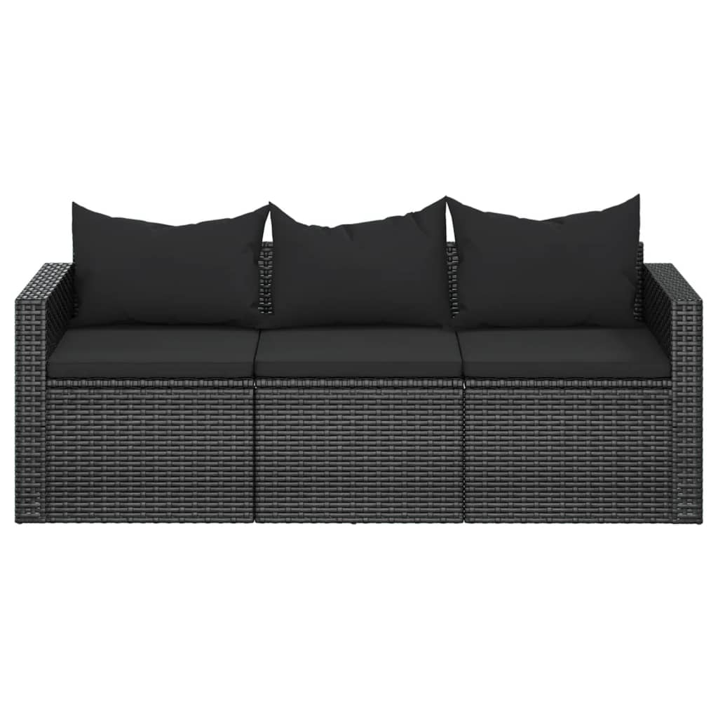 Tuinbank 3-zits met kussens poly rattan