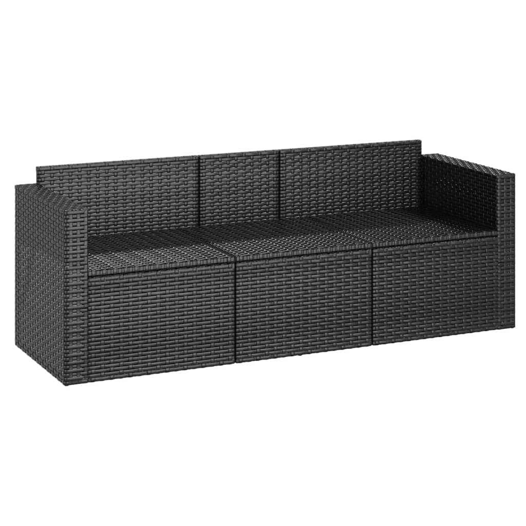 Tuinbank 3-zits met kussens poly rattan