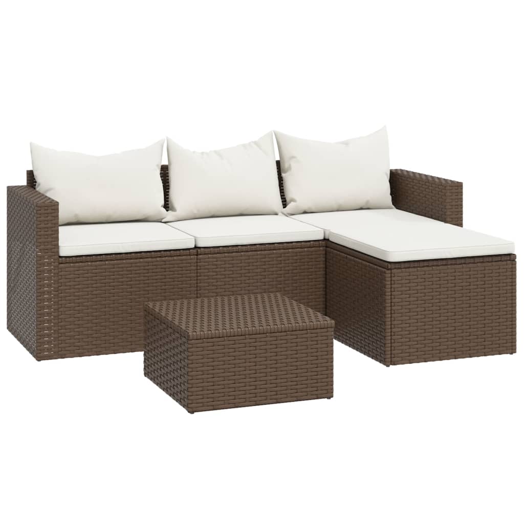 3-delige Loungeset met kussens poly rattan