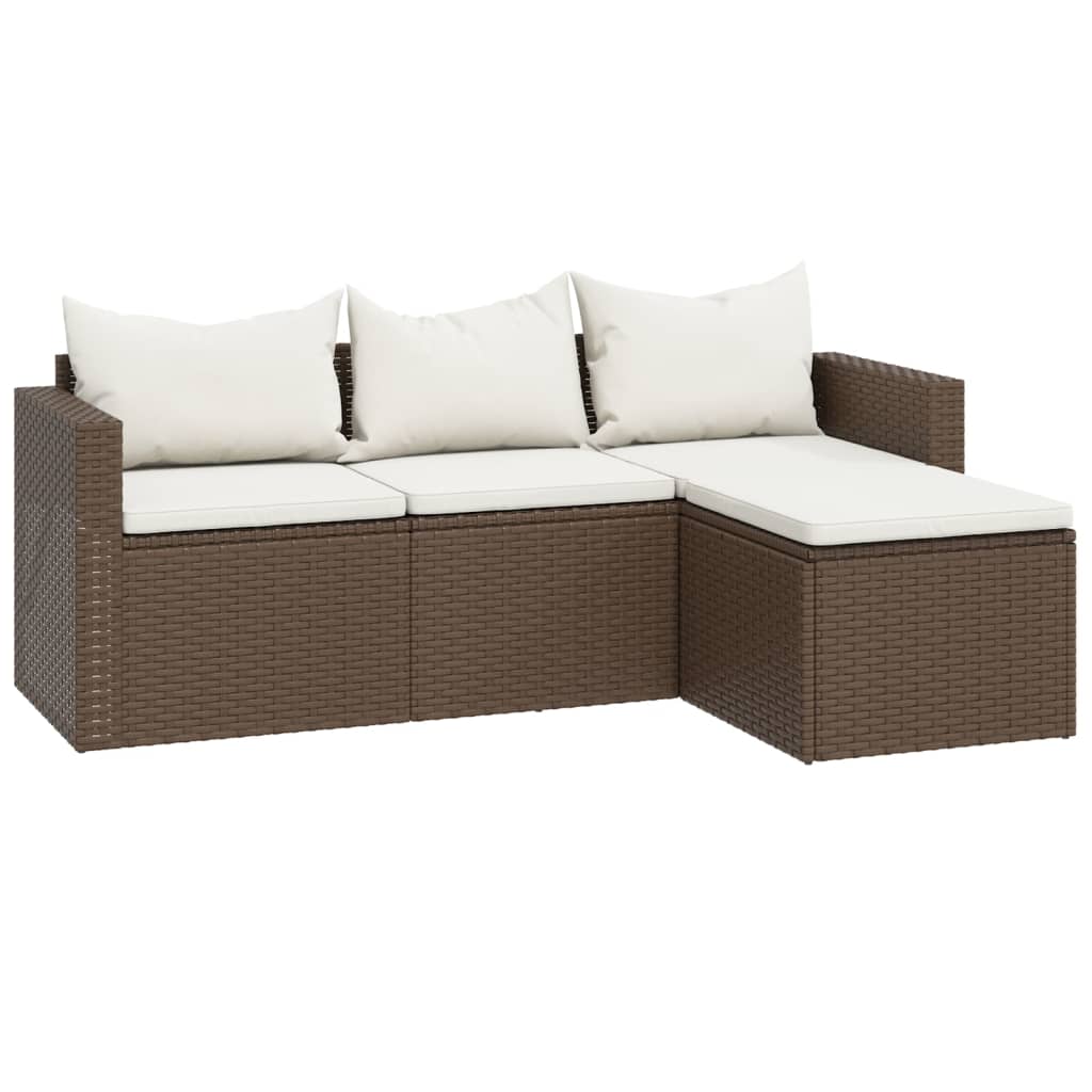 3-delige Loungeset met kussens poly rattan