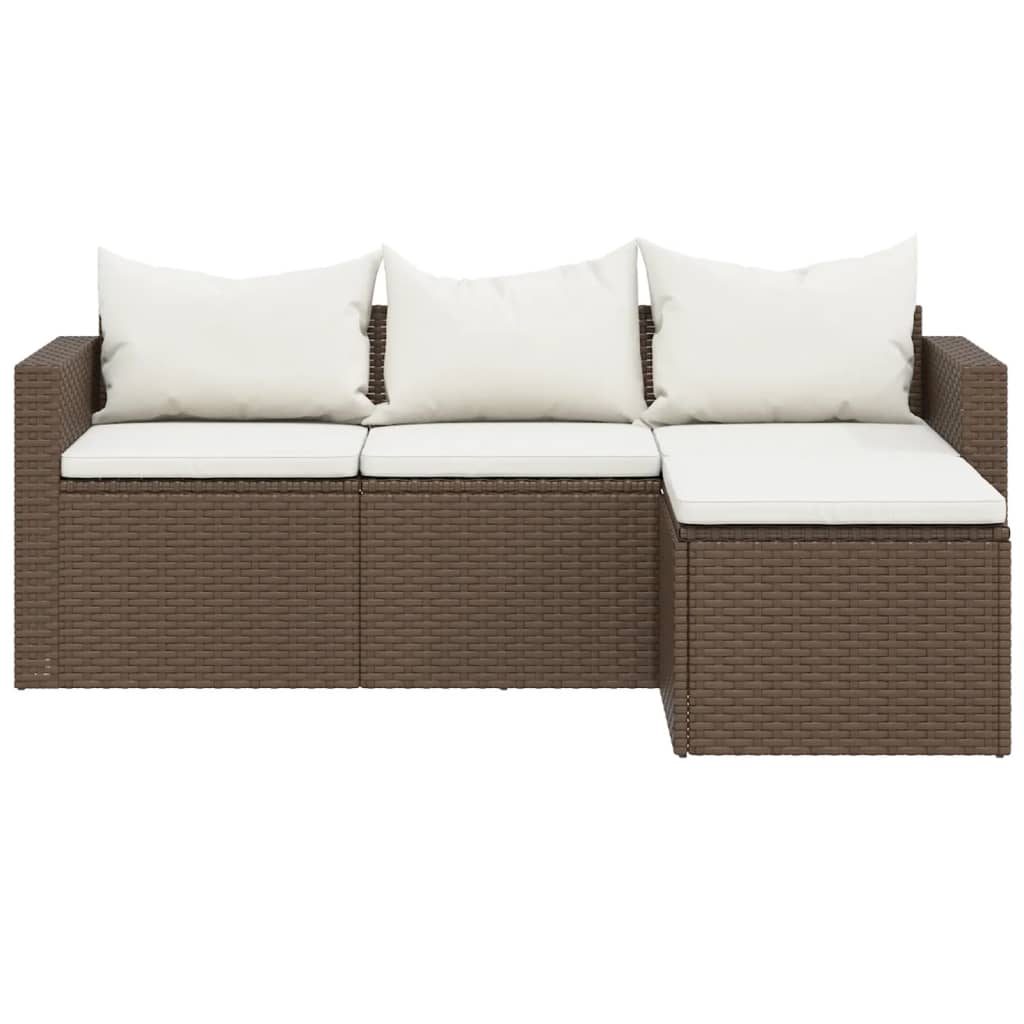 3-delige Loungeset met kussens poly rattan