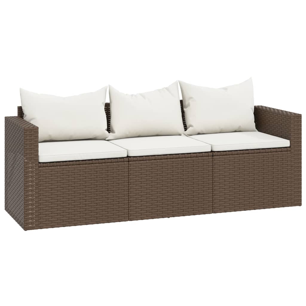 3-delige Loungeset met kussens poly rattan