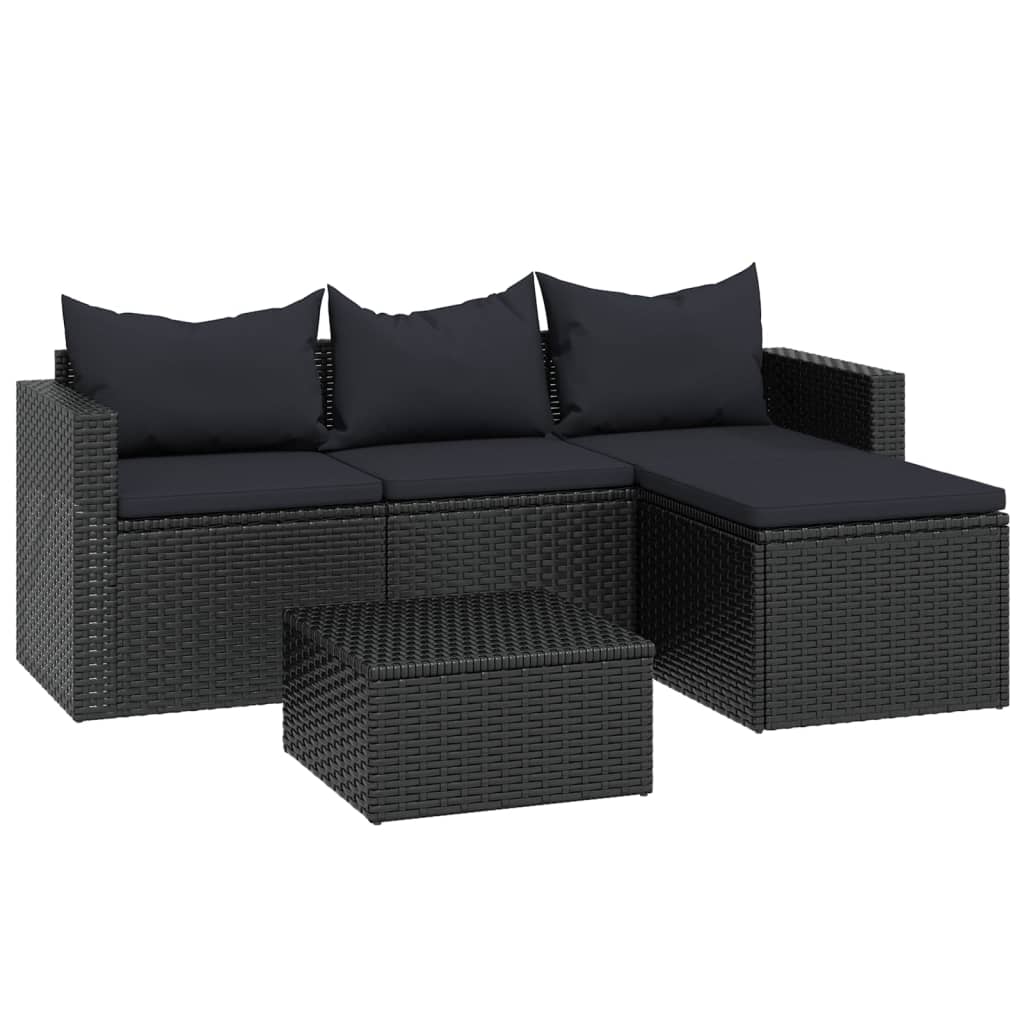 3-delige Loungeset met kussens poly rattan