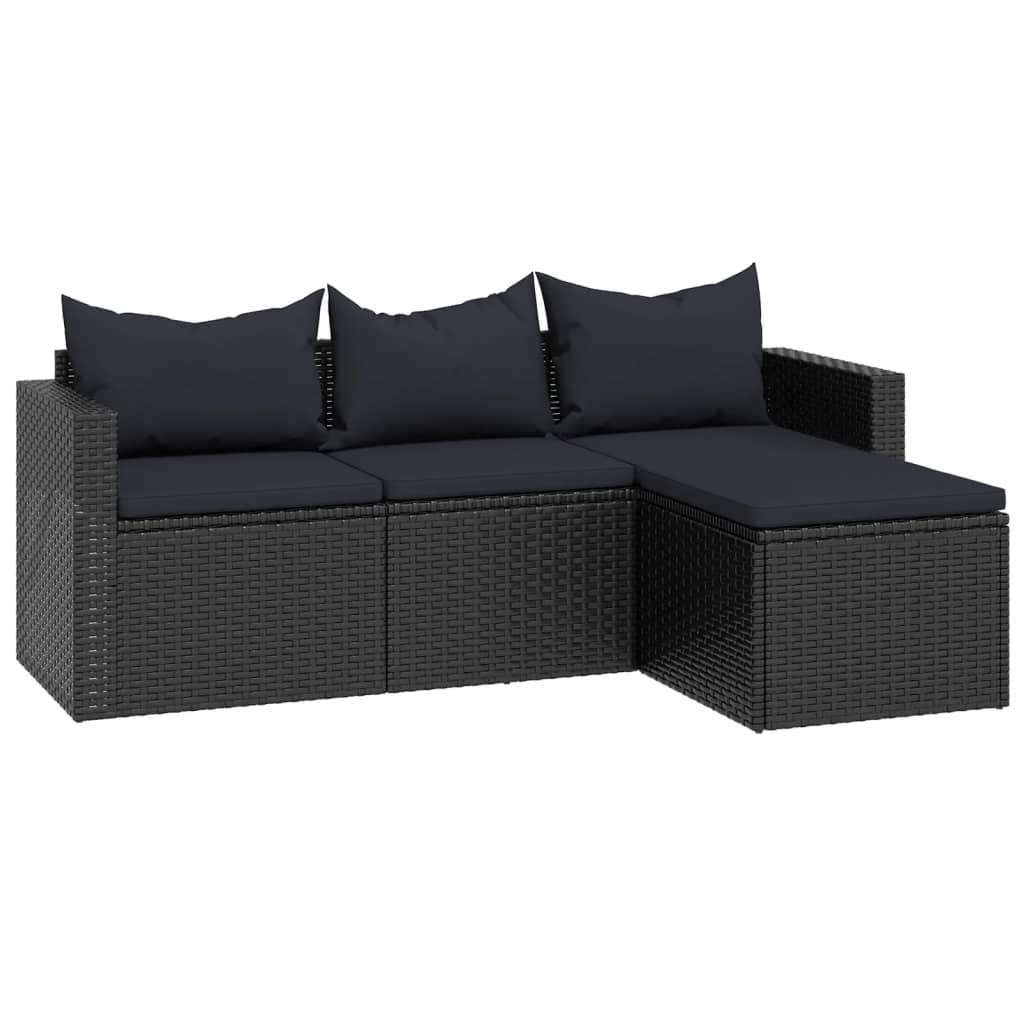 3-delige Loungeset met kussens poly rattan