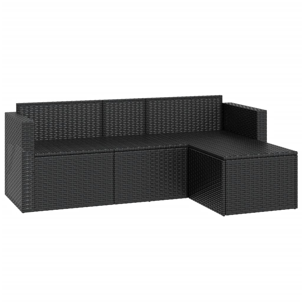 3-delige Loungeset met kussens poly rattan