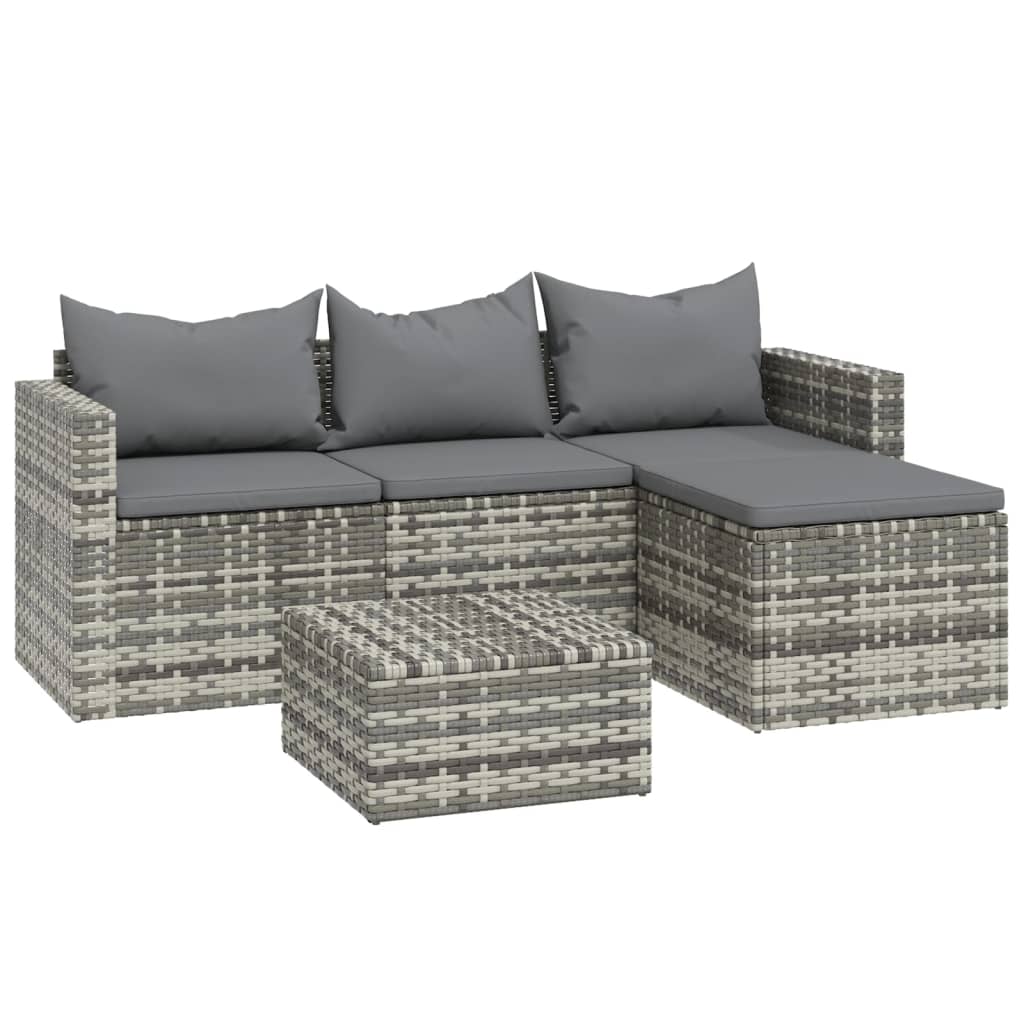 3-delige Loungeset met kussens poly rattan