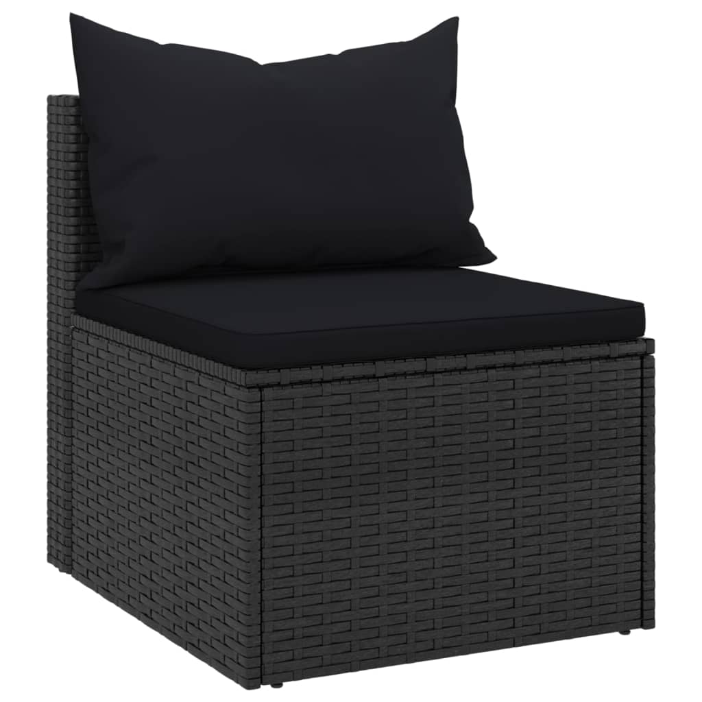 Tuinmiddenbanken met kussens 2 st poly rattan