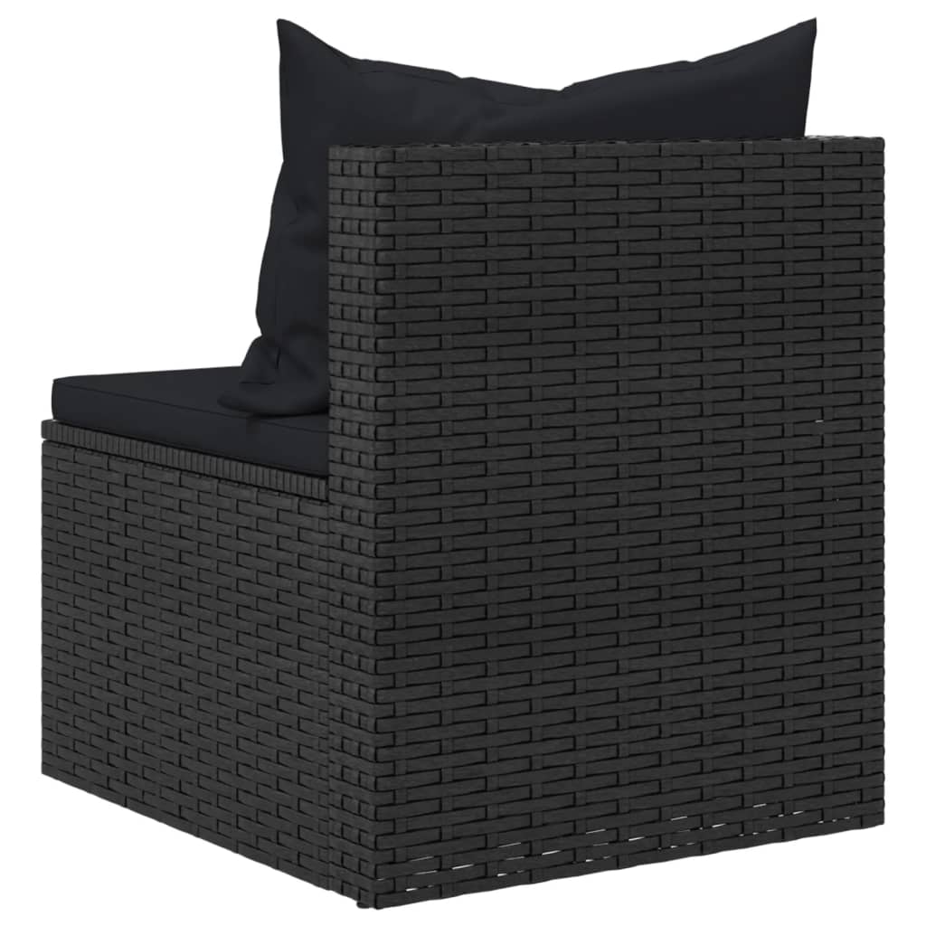 Tuinmiddenbanken met kussens 2 st poly rattan