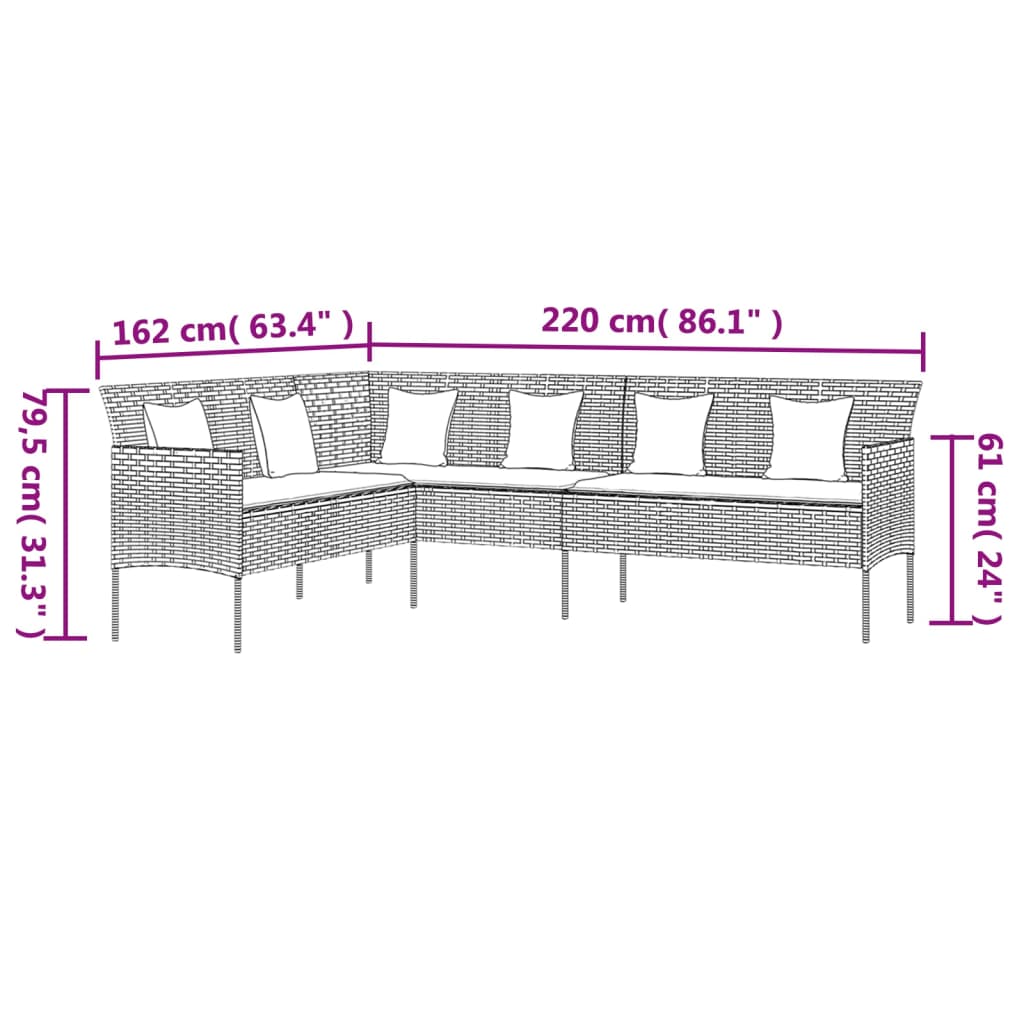 2-delige Tuinset met kussens poly rattan