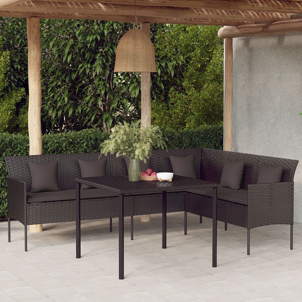 2-delige Tuinset met kussens poly rattan