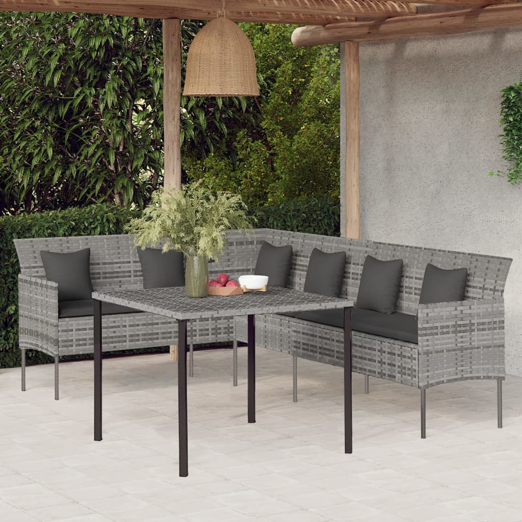 2-delige Tuinset met kussens poly rattan