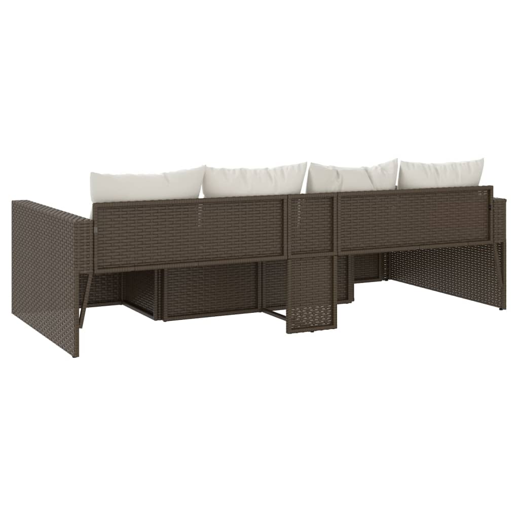 2-delige Loungeset met kussens poly rattan zwart