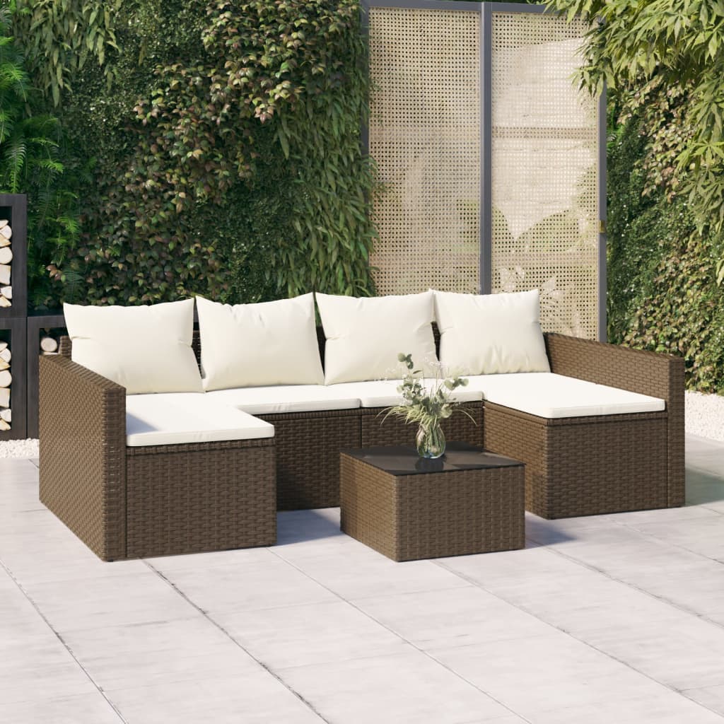 2-delige Loungeset met kussens poly rattan