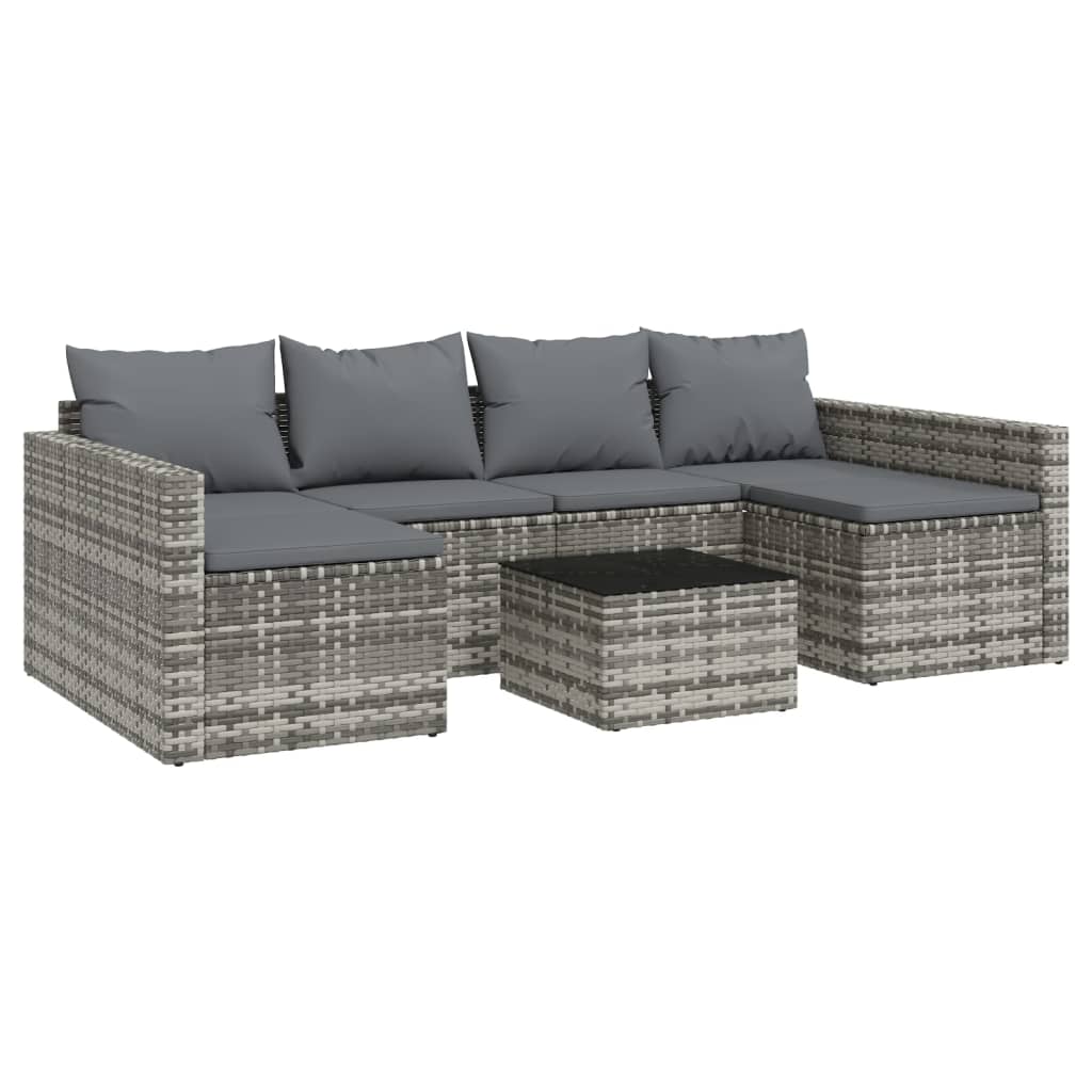 2-delige Loungeset met kussens poly rattan zwart