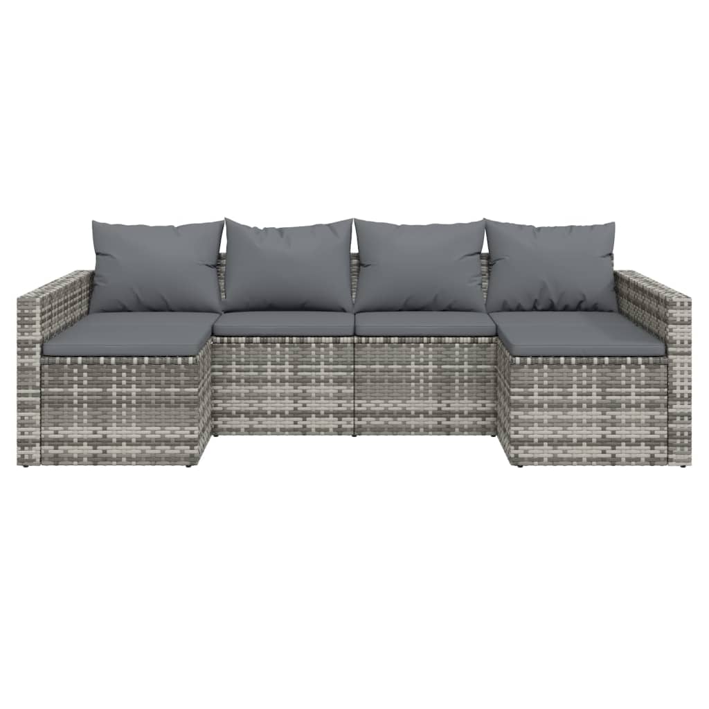 2-delige Loungeset met kussens poly rattan zwart