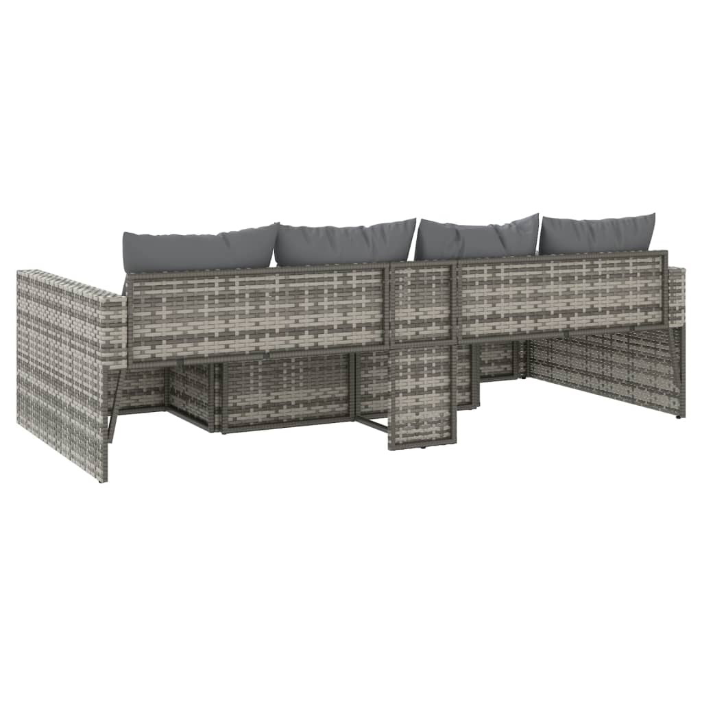 2-delige Loungeset met kussens poly rattan zwart