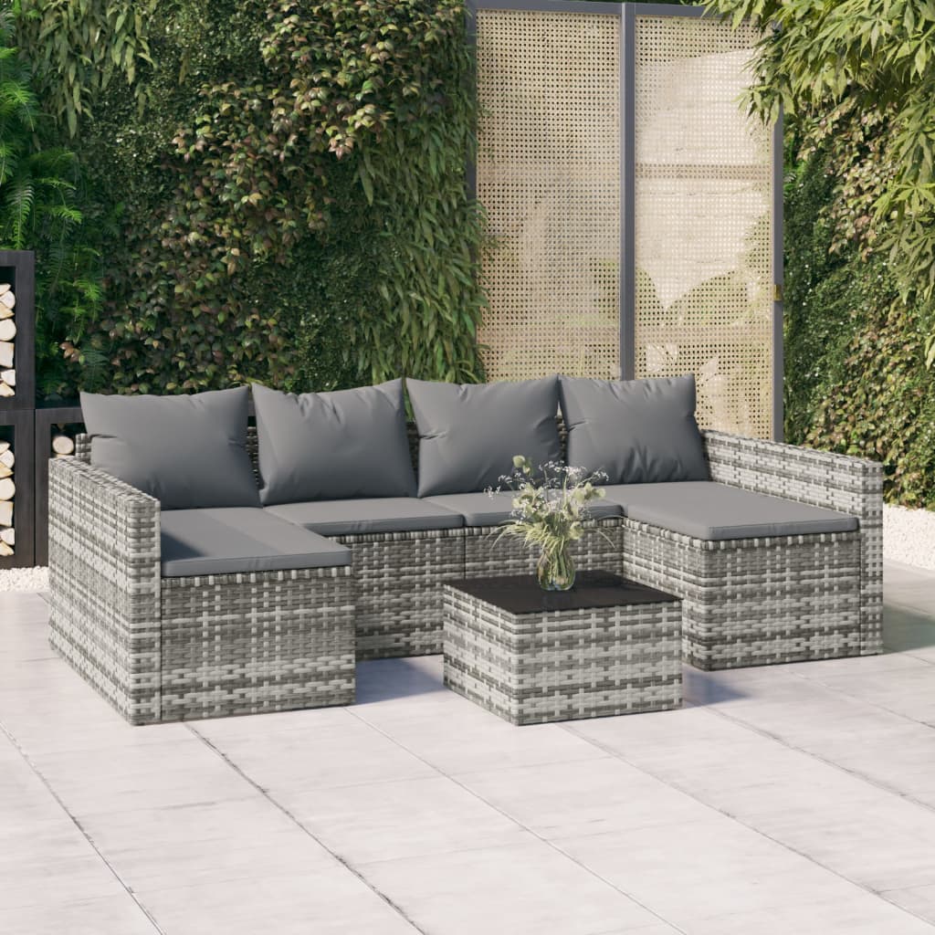 2-delige Loungeset met kussens poly rattan