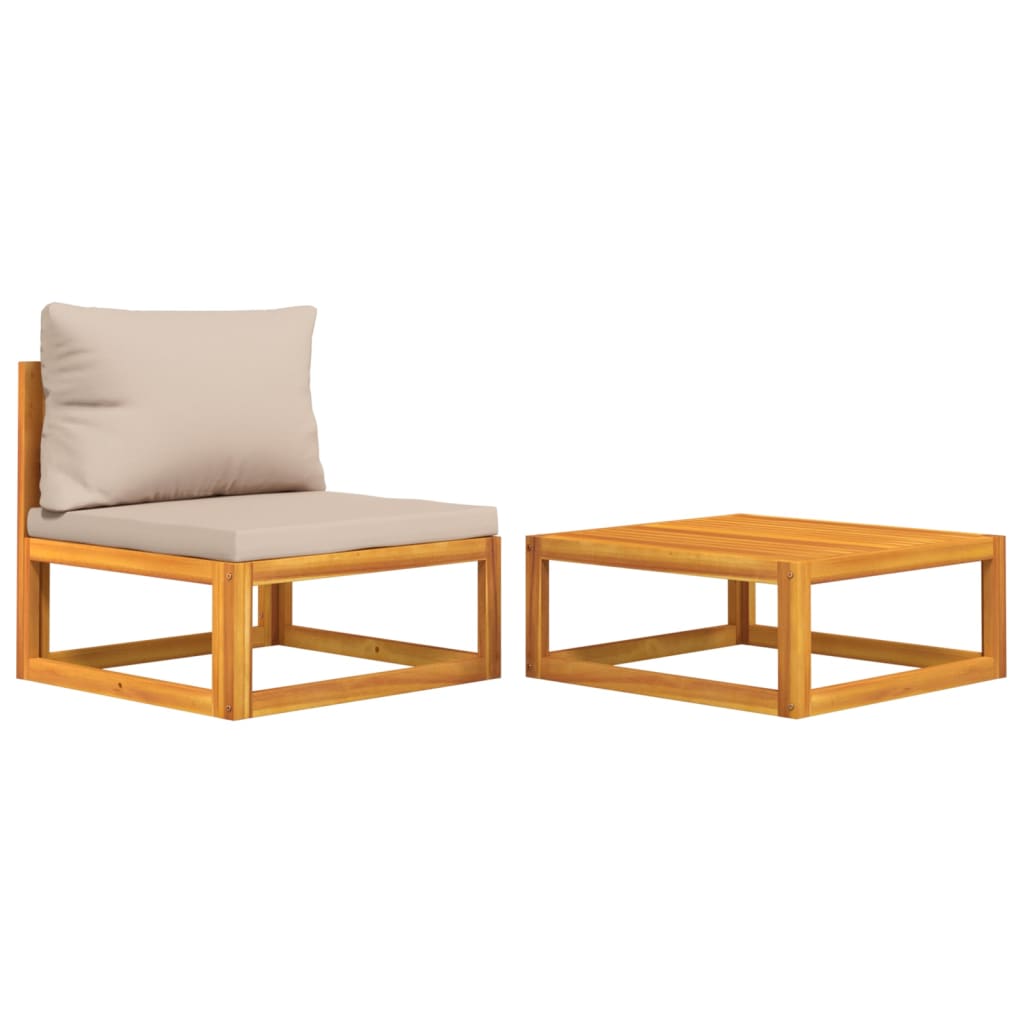 Repose-pieds avec coussin en bois d'acacia massif