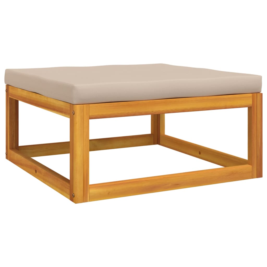 Repose-pieds avec coussin en bois d'acacia massif