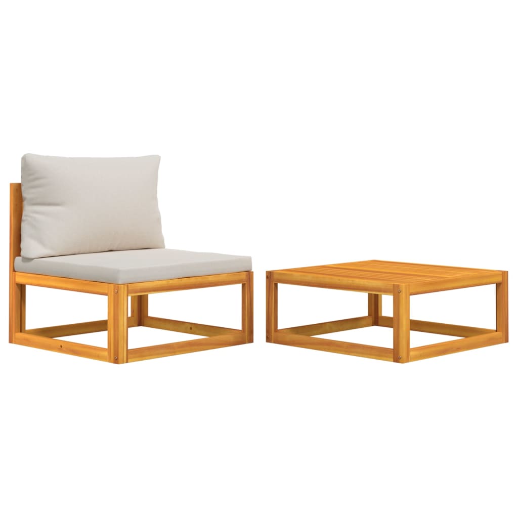 Repose-pieds avec coussin en bois d'acacia massif