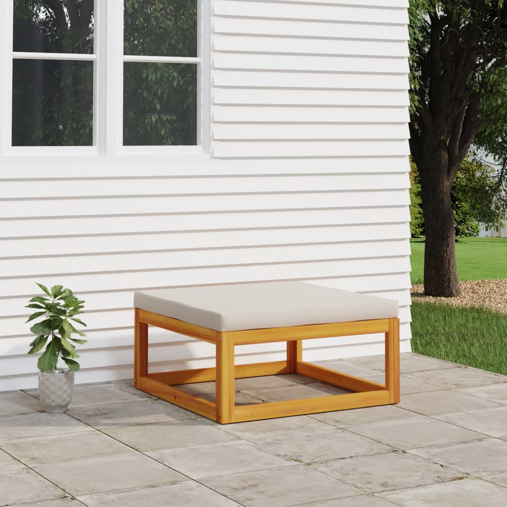 Repose-pieds avec coussin en bois d'acacia massif