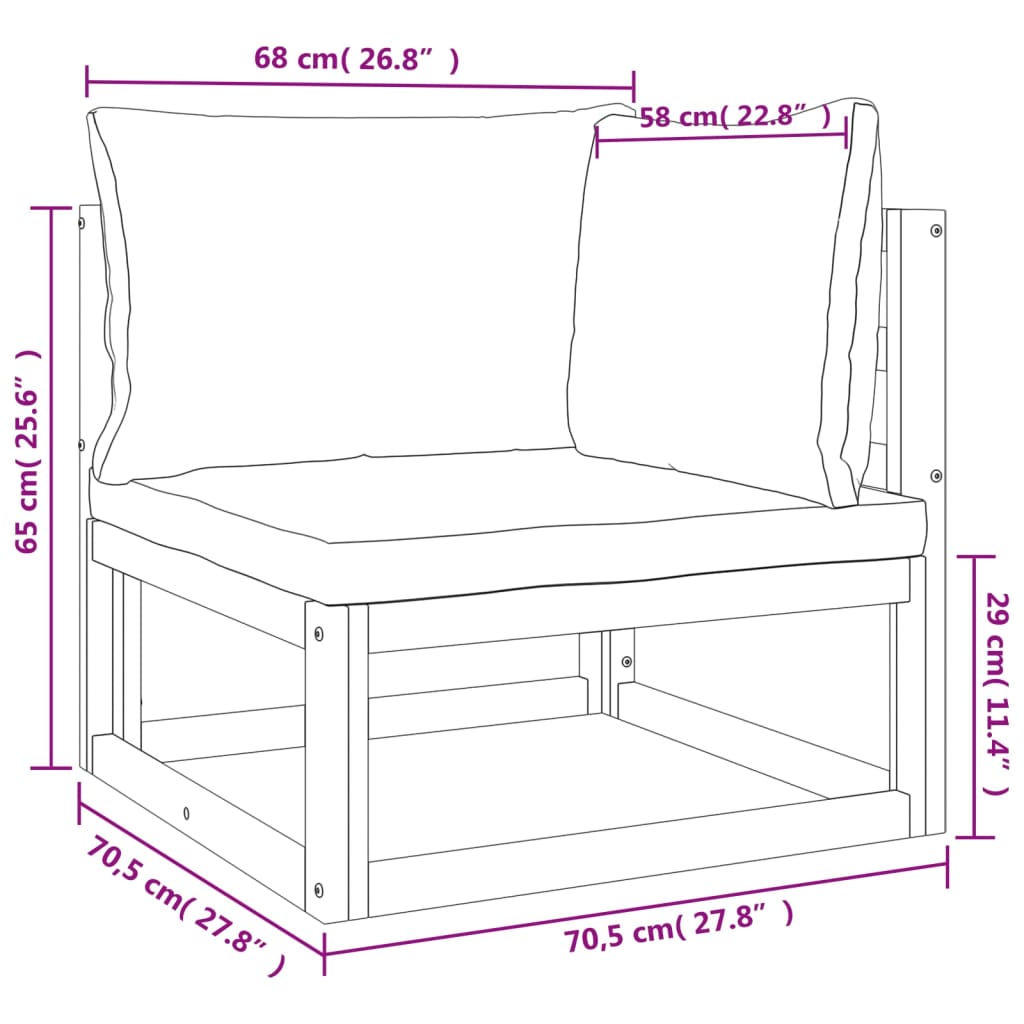 Repose-pieds avec coussin en bois d'acacia massif